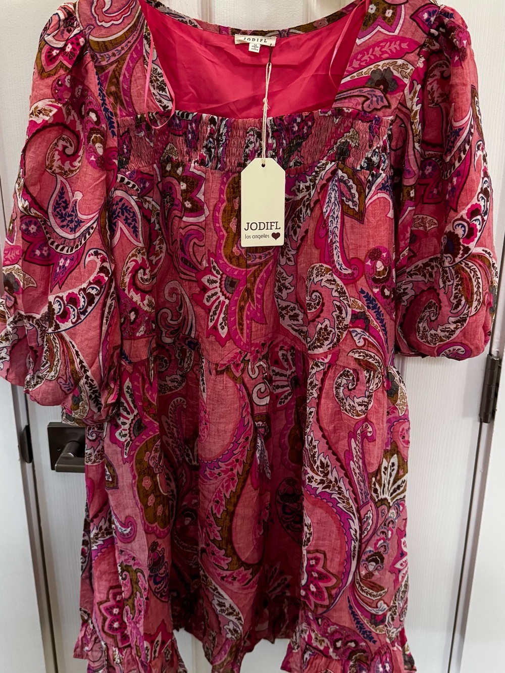 JODIFL Hot Pink Paisley Boho Dress